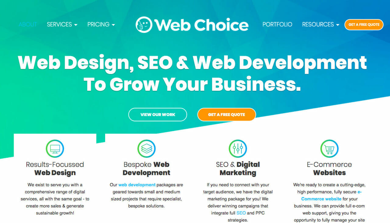 Digital marketing agency Web Choice home page