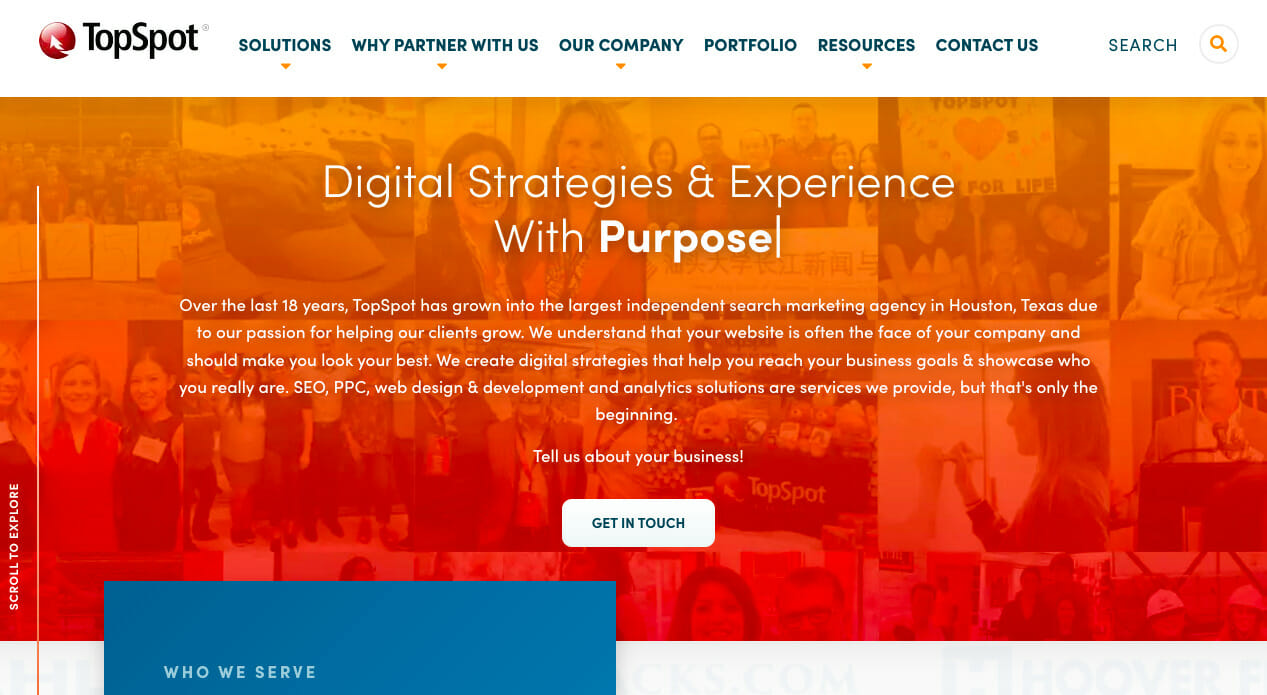 Digital marketing agency Top Spot home page