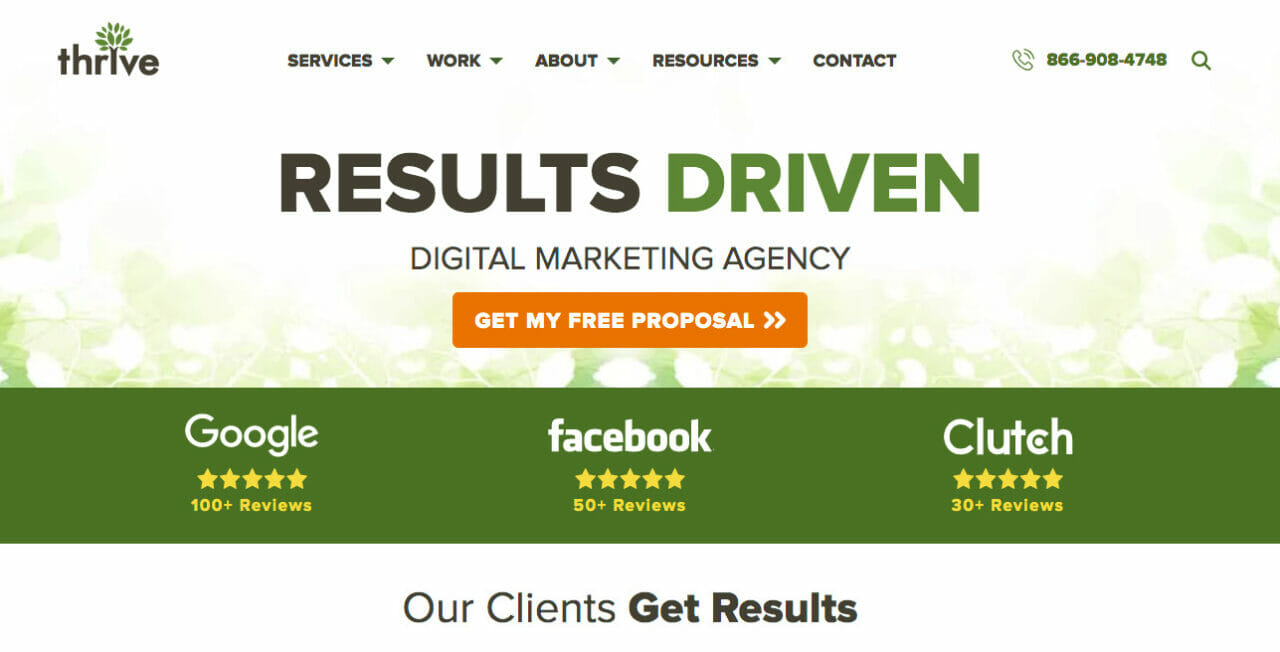 Digital marketing agency Thrive home page