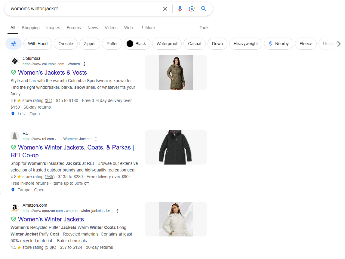 Women's winter jacket Google search