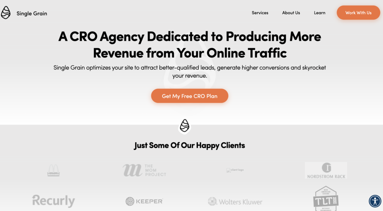 CRO agency - Single Grain - home page