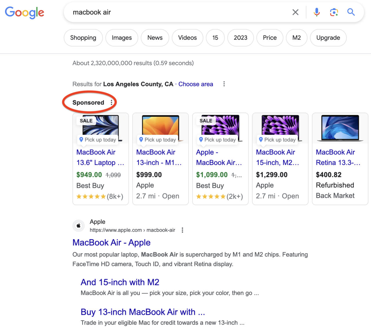 Google SERPs ad placement