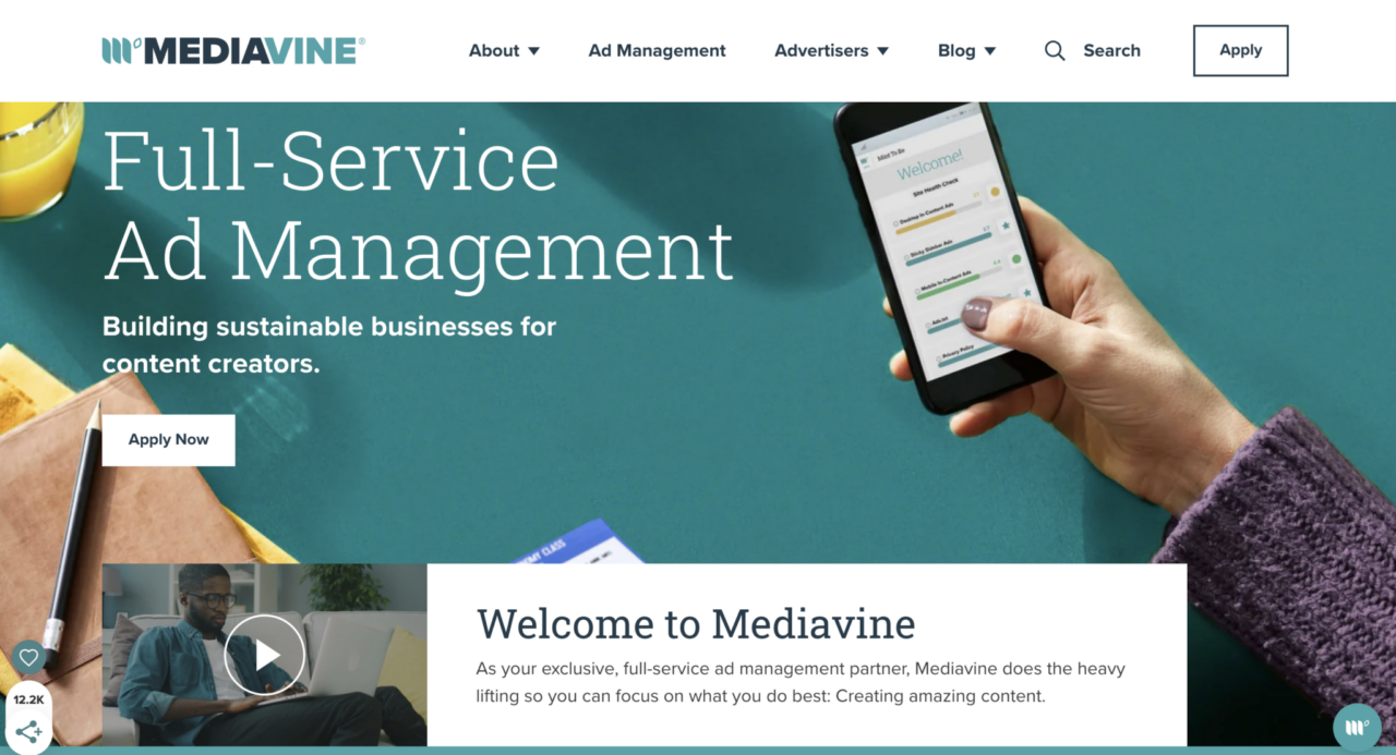 MediaVine home page